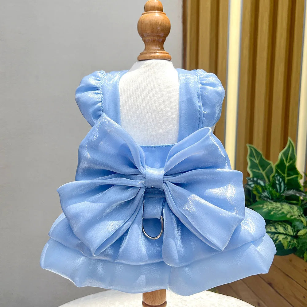Solid Color Pet Dress with D-Ring – Summer Outfit for Small Dogs & Cats, Cute Chihuahua & Pomeranian Puppy Dress.