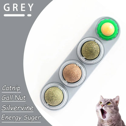 Natural Catnip Wall-Mounted Ball Toy for Cats, Stick-On Cat Grass Treat, Promotes Digestion & Healthy Chewing.