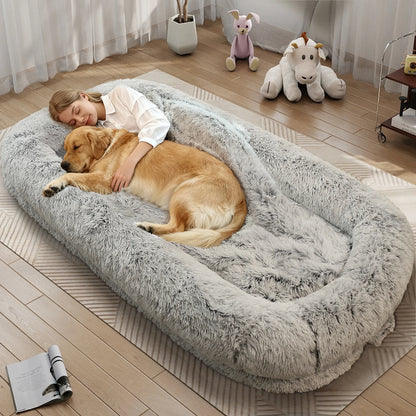 Human-Size Dog Bed for Adults – Large Orthopedic Lounger with Removable Cover.