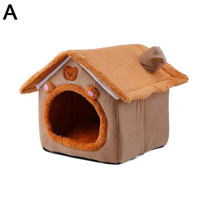 Cozy Pet Cave Bed with Soft Cushion, Warm Indoor Tent House for Cats, Puppies, and Small Dogs.