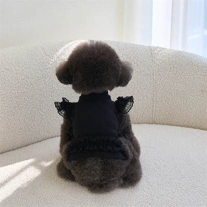 Lace Pet Summer Vest Dress – Soft Breathable Flying Sleeve Outfit for Cats & Dogs, Cute Puppy Base Skirt Clothing.