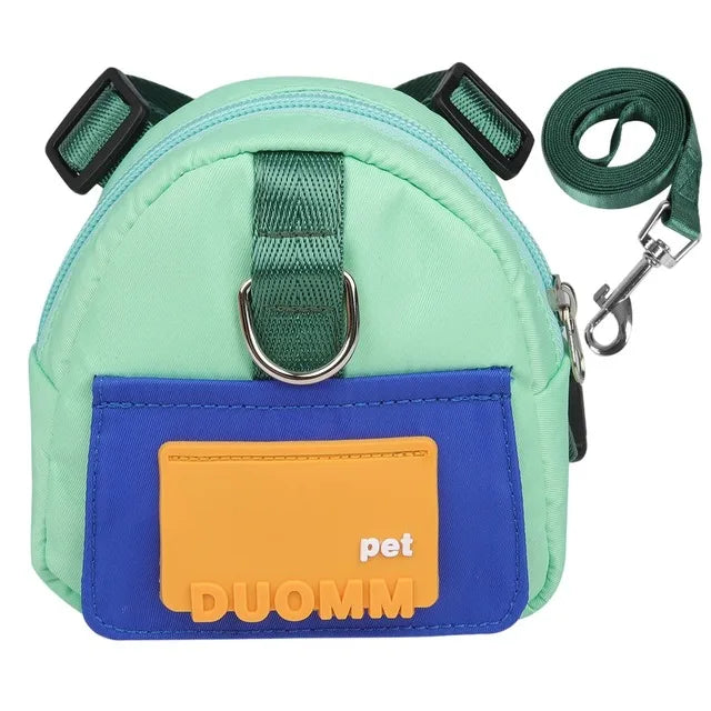 Waterproof Pet Backpack for Dogs – Outdoor Travel Puppy Bag with Harness & Collar, Ideal for Snacks and Walking Accessories.