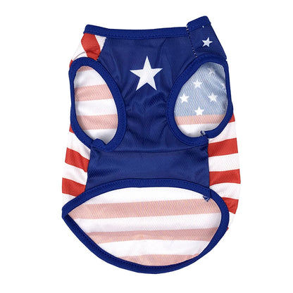 Summer Cool Dog Vest – Breathable Mesh Pet T-Shirt for Small Dogs & Cats, Independence Day Two-Legged Outfit for Teddy Breeds.