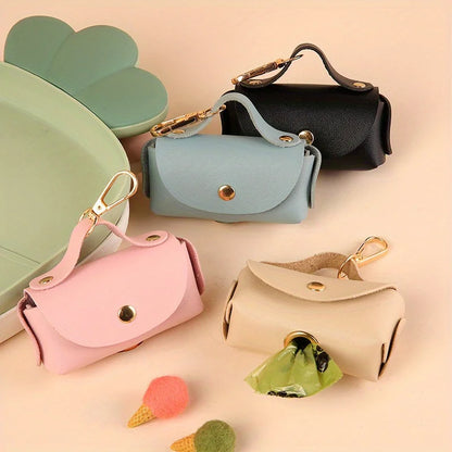 Portable Dog Waste Bag Dispenser – Durable Polyester Poop Bag Holder with Convenient Leather Clip for Easy Outdoor Walks.