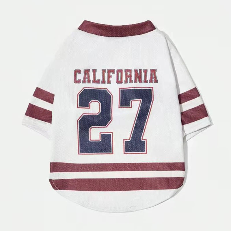 CALIFORNIA 27 Mesh Dog Jersey – Breathable Basketball Sports Shirt for Small Dogs & Cats, Lightweight Summer Pet T-Shirt for Teddy Breeds.