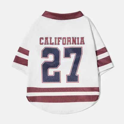 CALIFORNIA 27 Mesh Dog Jersey – Breathable Basketball Sports Shirt for Small Dogs & Cats, Lightweight Summer Pet T-Shirt for Teddy Breeds.