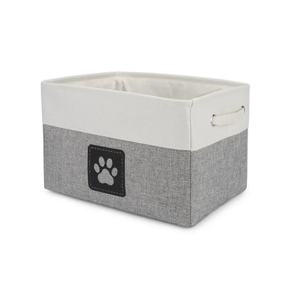 Foldable Paw Print Pet Toy and Accessory Storage Basket.