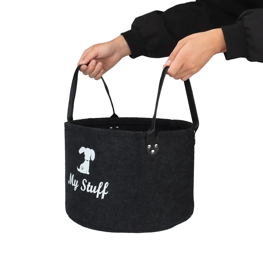 Dog Toy and Accessory Storage Basket for Clothes, Toys, and Pet Essentials.