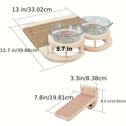 Cat Wall Shelves Set – 3-Step Climbing Shelves with Cat Hammock, Perches, Plush Cove & Dual Food Shelves for Indoor Cats.