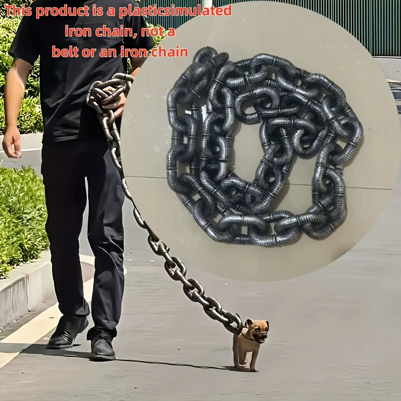 1PC 70-Inch Funny Dog Rope Prop – Durable Foam Chain Leash Photo Prop & Cute Pet Decoration Accessory.