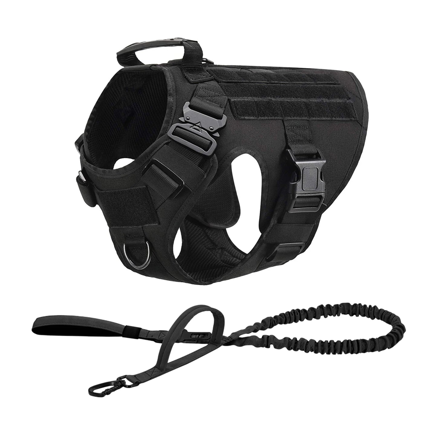 Tactical Dog Harness Set – MOLLE Vest with Collar & Leash, Training & Walking Gear for Medium & Large Dogs like German Shepherds.