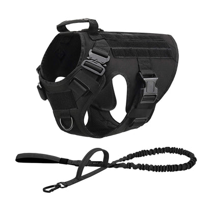 Tactical Dog Harness Set – MOLLE Vest with Collar & Leash, Training & Walking Gear for Medium & Large Dogs like German Shepherds.