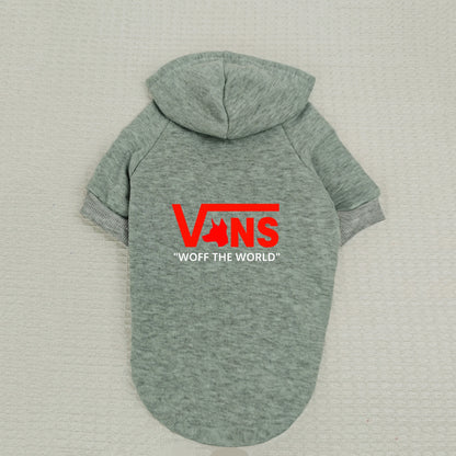 Warm Fleece Dog Hoodie – V-Inspired Dog Head Logo Hooded Pullover Sweatshirt for Puppies & Small Dogs.