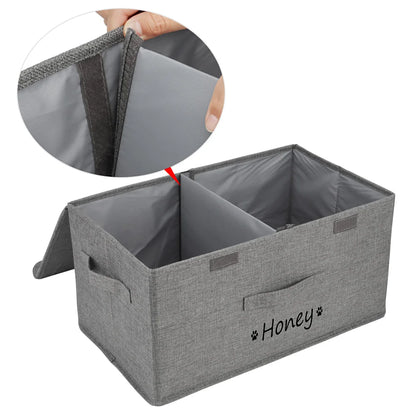 Personalized Dog Toy Storage Box with Lid and Custom Name Print