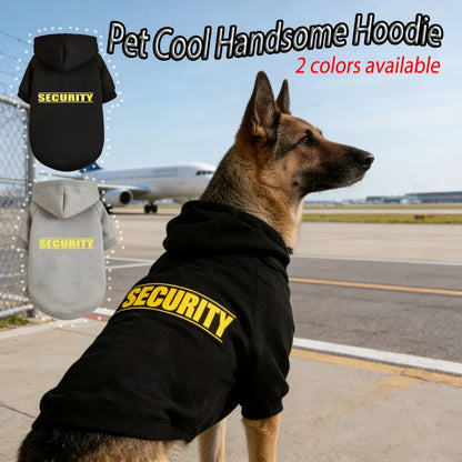 Security Print Dog Hoodie – Warm Hooded Outdoor Sweatshirt for Medium & Large Dogs.