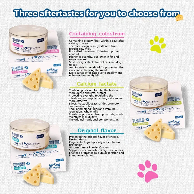 Freeze-Dried High-Calcium Cheese Treats for Cats & Dogs, Nutrient-Rich Dairy Snacks for Digestion Support & Calcium Supplementation.