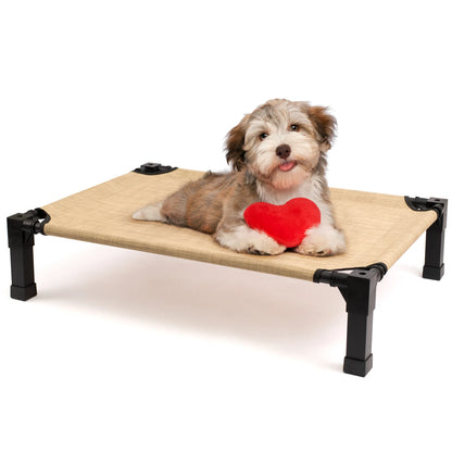 Elevated Cooling Dog Bed – Raised Pet Cot with Breathable Mesh, Chew-Resistant Washable Fabric & Metal Frame, Portable Dog Bed for Indoor & Outdoor Use.