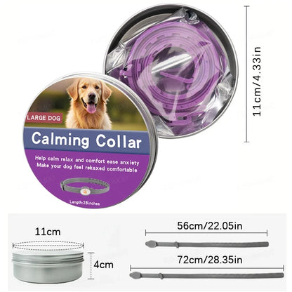 Calming Pet Collar – Anxiety Relief Retractable Collar for Dogs & Cats, Adjustable 56/72cm Design for Puppies, Kittens & Large Dogs