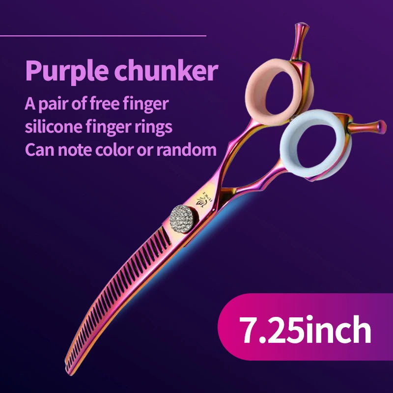 Fenice JP440C Professional Pet Grooming Scissors – 7-Inch Curved Thinning & Chunker Shears for Precision Dog Grooming.