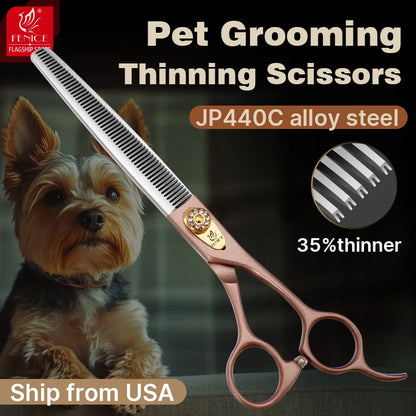 Fenice High-grade 7.5inch JP440C Steel Specials pet grooming thinner scissors, thinning rate 35%.