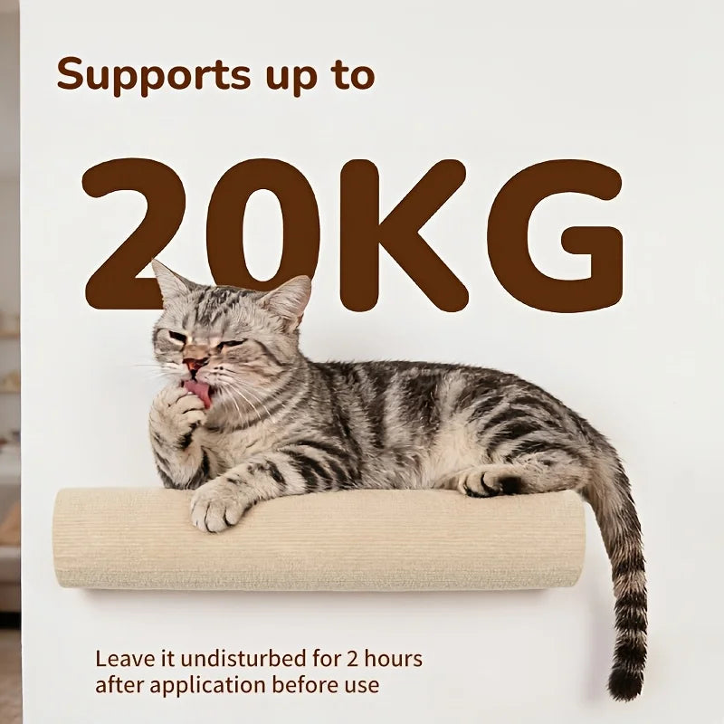 Self-Adhesive Cat Scratching Post – Wall-Mounted Space-Saving Scratch Board Cylinder, Wear-Resistant Cat Furniture for Indoor Use.