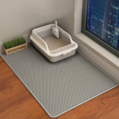 Double-Layer Cat Litter Mat – Anti-Splash Filtering Mat for Litter Boxes, Traps Sand & Reduces Litter Tracking.