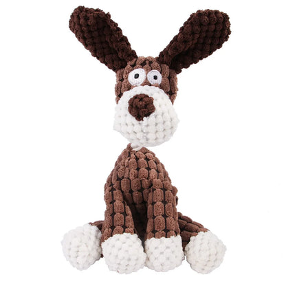 Pet Dog Molar Plush Toy – Corduroy Monkey & Pig Squeaky Chew Toy for Teeth Cleaning, Training & Interactive Play for Large Dogs.