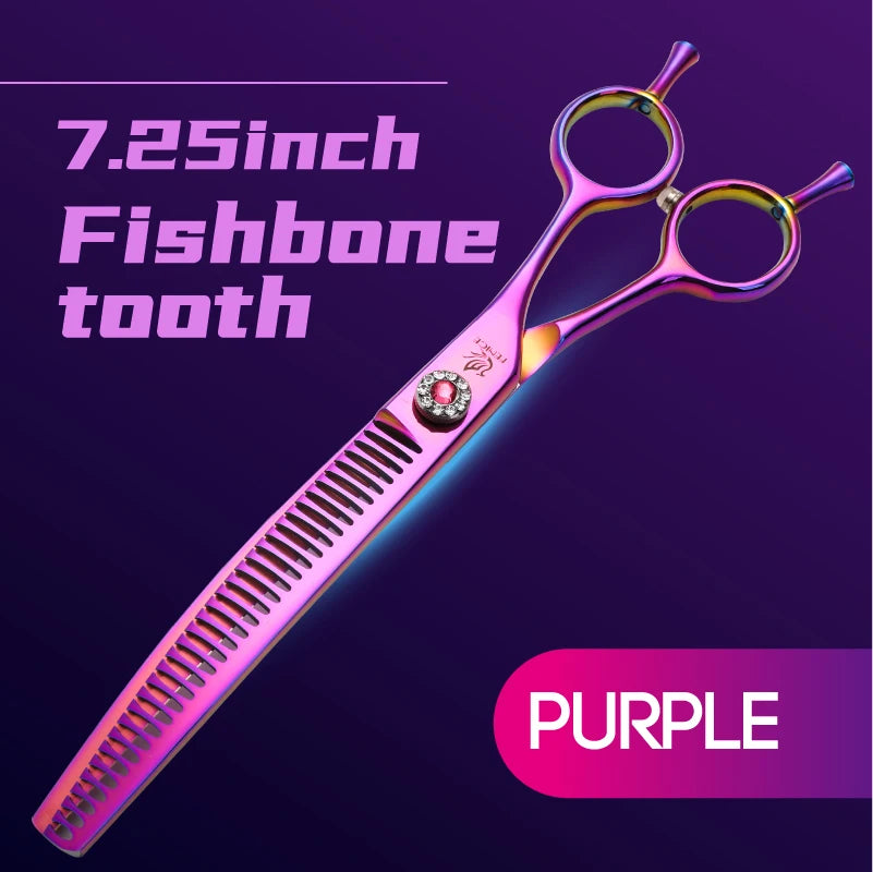 Fenice JP440C Professional Pet Grooming Scissors – 7-Inch Curved Thinning & Chunker Shears for Precision Dog Grooming.
