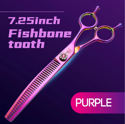Fenice JP440C Professional Pet Grooming Scissors – 7-Inch Curved Thinning & Chunker Shears for Precision Dog Grooming.