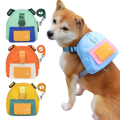 Pet Training Treat Pouch Backpack – Portable Outdoor Waist Bag with Harness Collar, Snack Storage & Poop Bag Holder for Dogs & Puppies.