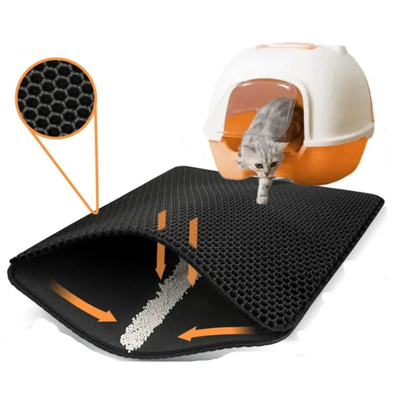 Large Double-Layer Cat Litter Mat – Non-Slip, Waterproof & Wear-Resistant Litter Trapping Mat.