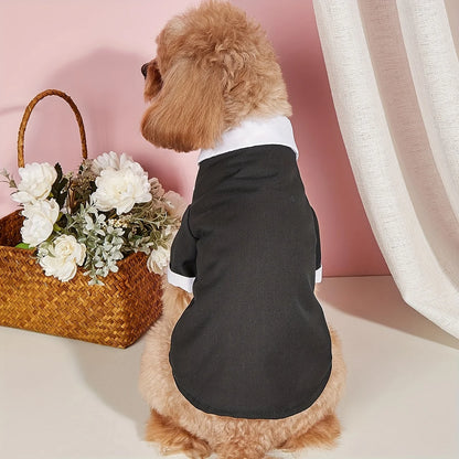 Formal Pet Suit Shirt – Wedding Costume with Bow Tie for Small Dogs & Cats, Elegant Dress-Up Outfit.