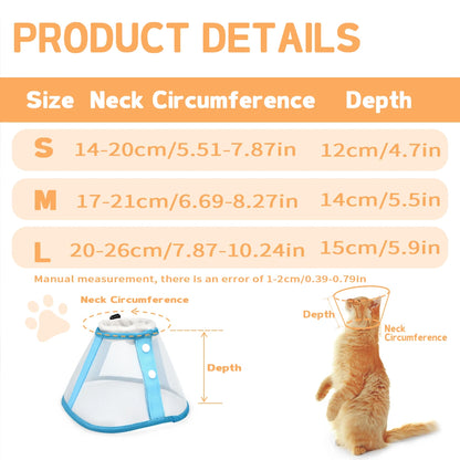 Fashion Contrast Color Pet Elizabethan Collar – Protective Recovery Cone for Cats & Dogs, Ideal for Grooming & Post-Surgery Care.