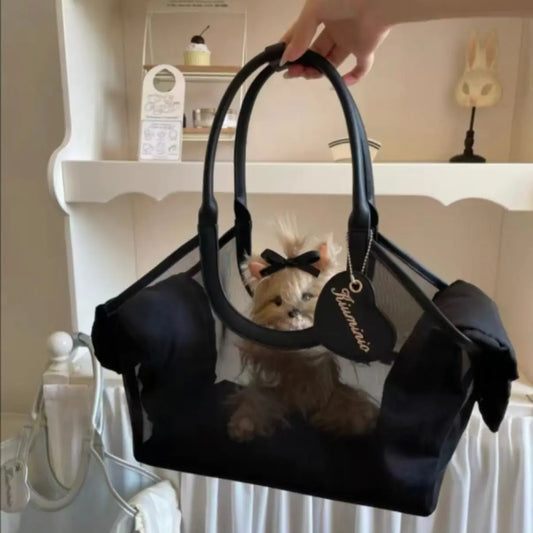 Breathable Mesh Pet Carrier Tote Bag – Lightweight Portable Shoulder Travel Bag for Small Dogs Outdoor Use.