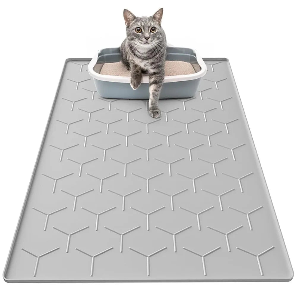 Fashionable Silicone Pet Mat, Wear-Resistant, Scratch-Resistant, Easy-to-Clean Placemat for Cats and Cat Litter Areas.