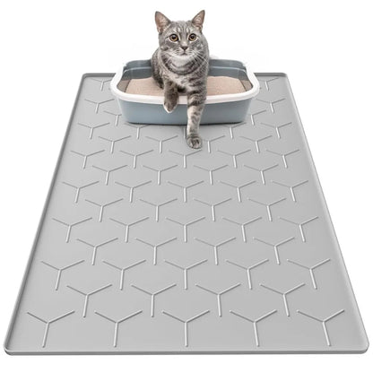 Fashionable Silicone Pet Mat, Wear-Resistant, Scratch-Resistant, Easy-to-Clean Placemat for Cats and Cat Litter Areas.