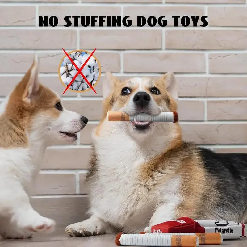 Funny Interactive Plush Dog Toy – Creative Cigarette Design Chew & Giggling Toy for Dogs, Fun Pet Gift for Playtime.