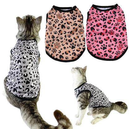 Leopard Print Pet Vest – Breathable Summer T-Shirt for Small Dogs & Cats, Stylish Puppy & Kitten Fashion Outfit.