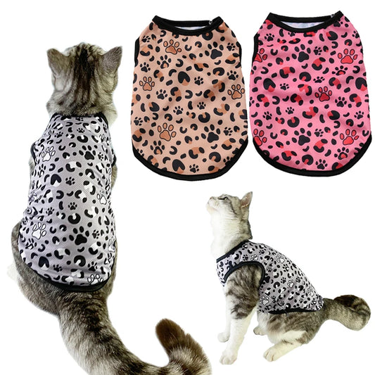 Leopard Print Pet Vest – Breathable Summer T-Shirt for Small Dogs & Cats, Stylish Puppy & Kitten Fashion Outfit.