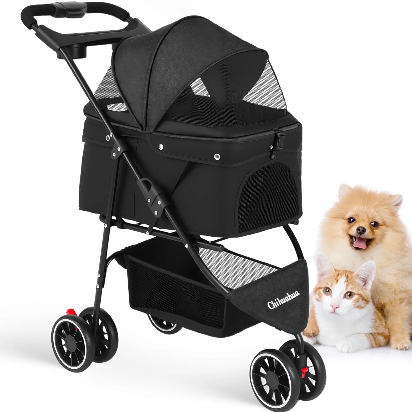 Portable Pet Stroller – Foldable Travel Carrier for Small Dogs & Cats, Comfortable Puppy & Pet Strolling Cart