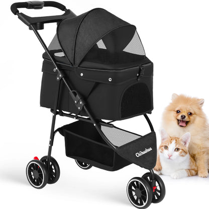Portable Pet Stroller – Foldable Travel Carrier for Small Dogs & Cats, Comfortable Puppy & Pet Strolling Cart