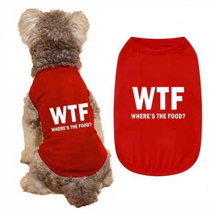 Exclusive Dog Tank Top – Cute “Where’s the Food?” Back Print Pet Shirt for Dogs, and Cats,  Soft & Comfortable Everyday Wear