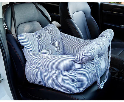 Dog Car Seat with Safety Belt – Non-Slip Washable Pet Car Bed & Travel Carrier for Small Dogs, Secure Straps for Safe Car Rides.