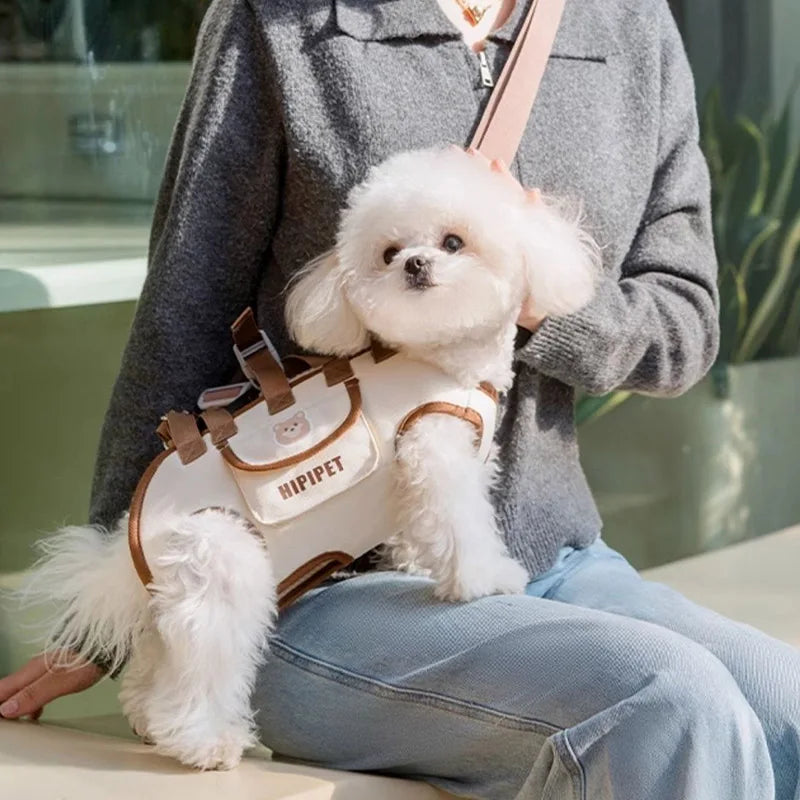 Portable Breathable Pet Backpack – Multifunctional Adjustable Dog & Cat Carrier with Built-In Traction Strap, Easy-to-Clean Travel Bag.