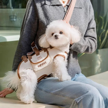 Portable Breathable Pet Backpack – Multifunctional Adjustable Dog & Cat Carrier with Built-In Traction Strap, Easy-to-Clean Travel Bag.