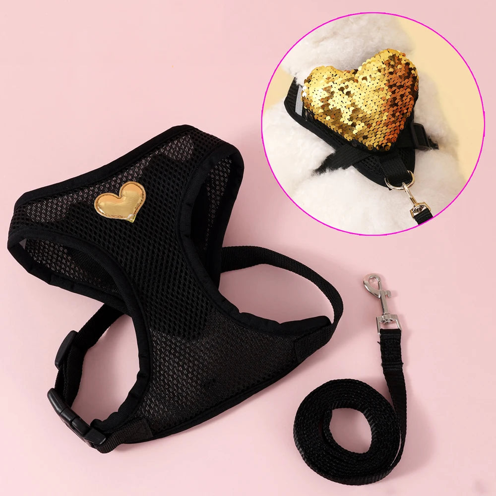 Adjustable Cat Harness & Leash Set – Breathable Comfortable Vest Harness for Cats & Small to Medium Dogs, Cute Walking Accessory.