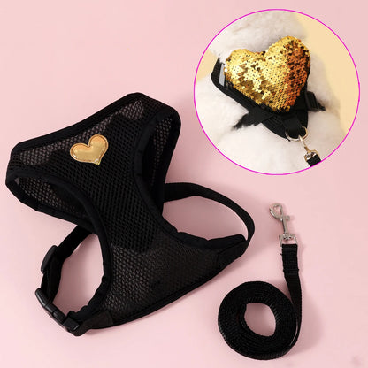 Adjustable Cat Harness & Leash Set – Breathable Comfortable Vest Harness for Cats & Small to Medium Dogs, Cute Walking Accessory.