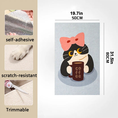 1PC Anti-Scratch Cat Mat – Cartoon Self-Adhesive Trimmable Carpet Pad for Furniture, Sofa & Wall Protection from Cat Scratching.