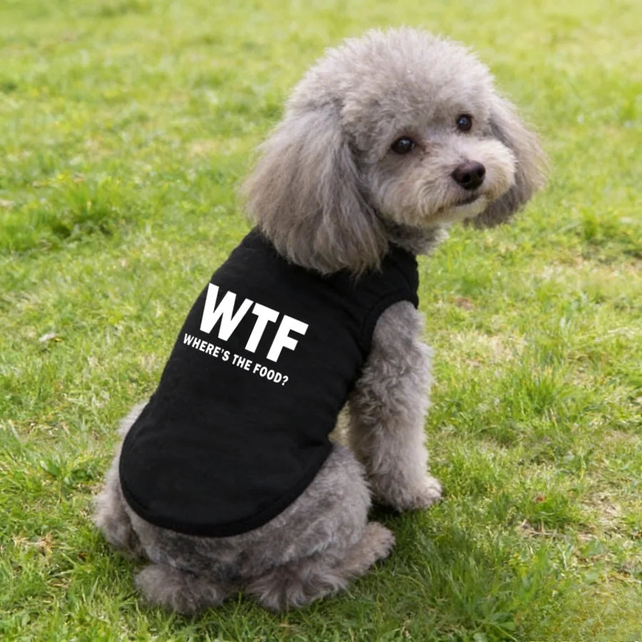 Exclusive Dog Tank Top – Cute “Where’s the Food?” Back Print Pet Shirt for Dogs, and Cats,  Soft & Comfortable Everyday Wear
