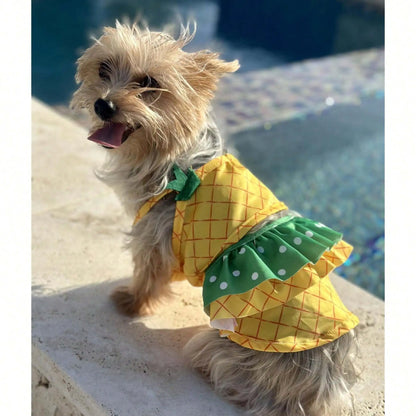 Summer Pineapple Dog Swimwear – Cute Bikini Beach Bathing Suit & Cooling Pet Shirt for Dogs, Stylish Summer Pet Clothes.
